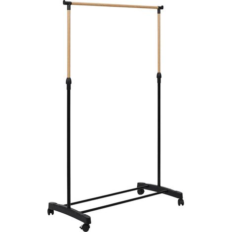 Portant à Vêtements Ajustable "Effet Bois" 160cm Noir