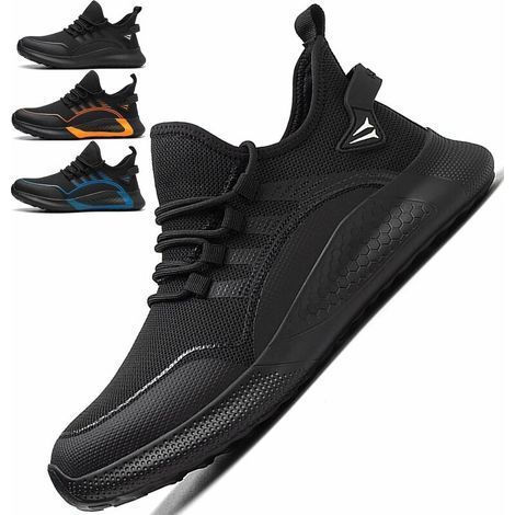 Chaussures De Sécurité Hommes Femmes Avec Capuchon D'orteil En Acier - Entraîneurs De Sécurité Confortables Légers Smash Et Ponction De Chaussures De Travail Résistant Noir - 43-Chrom (1/5)