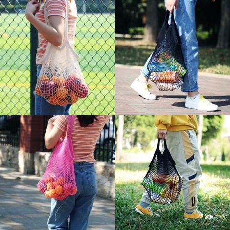 Sac Réutilisable - Coton - 35x36x10 cm et 35x36x25 cm - Pour Courses Fruits Légumes - 10 kg - Lot de 3 (1/4)