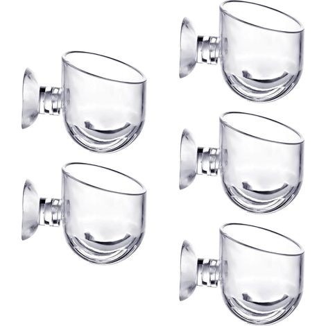 5 Pièces Pot pour Plante Aquarium, Bol Alimentation avec Ventouse, Acrylique Transparent, Fond Rond et Plat, 3,6 x 4 cm (1/5)