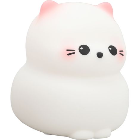 Veilleuse Chaton Mignon Silicone Recharge USB 3 Niveaux Lumière Contrôle Tactile pour Chambre Enfant (1/5)