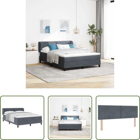 Samtbett - Boxspringbett mit Matratze Dunkelgrau 140 x 190 cm Samt (1/5)