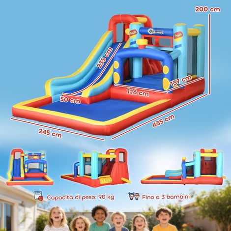 Château gonflable 5 en 1 avec souffleur. parc aquatique structure gonflable. toboggans. trampoline. multicolore