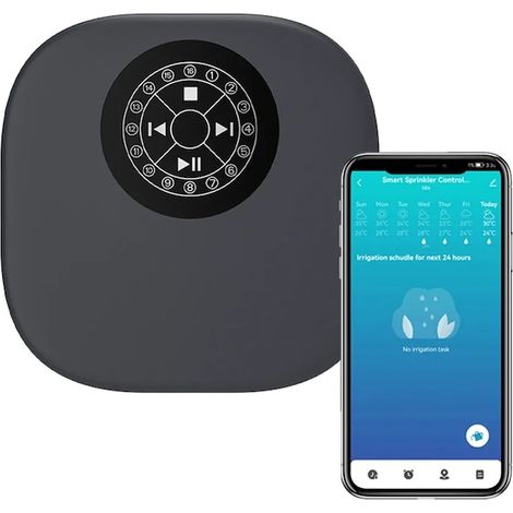 Thermostat de plafond, 16 zones, contrôlable via une application, fonction de temporisation en fonction de la météo, noir, 150 x 149 x 32 mm (1/5)