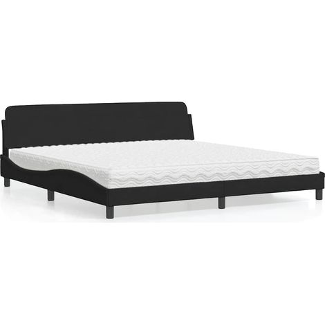 Cama con colchón Dover terciopelo negro 200x200 cm (1/5)