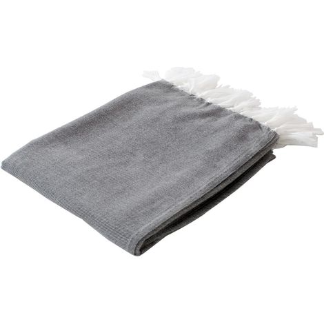 Plaid Uni à Franges XL "Dobby" 180x220cm Gris Foncé