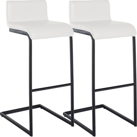 2er Set Barhocker Newport schwarzes Metallgestell weiß Kunstleder (1/5)
