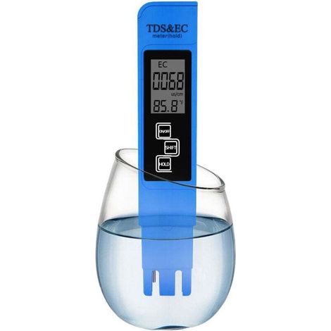 Stylo Testeur Qualité Eau Haute Précision Trois en Un Ph Ec Tds En Ligne Bleu (1/4)