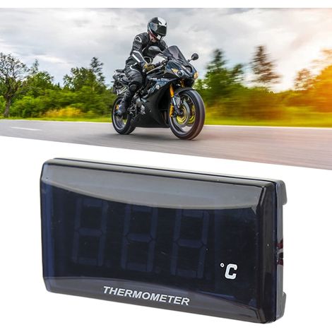 Motorradmodifikation: Universelles, ultradünnes 12-V-DC-LCD-Wassertemperaturmessgerät (°C) + 18-mm-T-Stück + rote Hintergrundbeleuchtung an der linken Halterung (1/5)