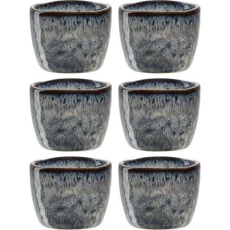 Lot de 6 coquetiers en céramique - Diamètre : 5,2 cm - Hauteur : 4 cm - Facile à nettoyer, passe au lave-vaisselle - Anthracite (1/5)