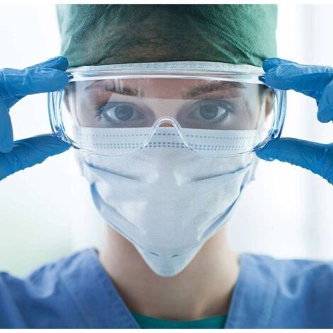 QORVA-Lunettes de Sécurité, Surlunettes de Médicales Protection UV Anti-Buée pour l'agriculture l'industrie et Le Laboratoire Blanc-Fei Yu (1/3)