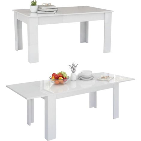 Dmora - Tavolo allungabile Dkofle, Consolle allungabile fino a 10 posti, Consolle estensibile 100% Made in Italy, cm 140/190x90h75, Bianco lucido