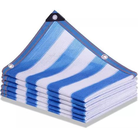 Filet d'ombrage perforado 4 x 8 m, azul y blanco, para terraza y jardín, ideal para pérgola y protección solar (1/5)