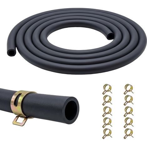 Durite Essence 8mm,Tuyau de Carburant 2,4M avec 10 Colliers de Serrage (1/5)