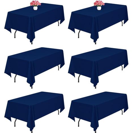Lot de 6 nappes bleu marine 153x260 cm Polyester, lavable, antitache