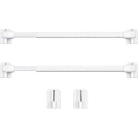 Tringle à Rideau en Plastique Réglable Tringle à Rideau Extensible pour Fenêtre Barres d'Armoire Tige de Tension Crochets de Tringle à Rideau Adhésive, 40-60cm (Blanc,2pcs)-Chrom (1/5)