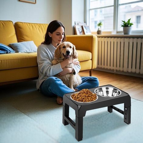 Adjustable height dog food bowl, suitable for elevated food bowls for medium and large dogs.
