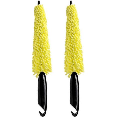 Lot de 2 brosses universelles pour le nettoyage des jantes de pneus de voiture-2pcs-Yellow