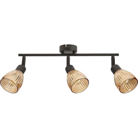 Plafonnier minimaliste noir verre ambré 3xE14 Candellux (1/2)