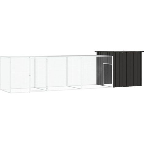 Hühnerkäfig Anthrazit 400x91x100 cm Verzinkter Stahl