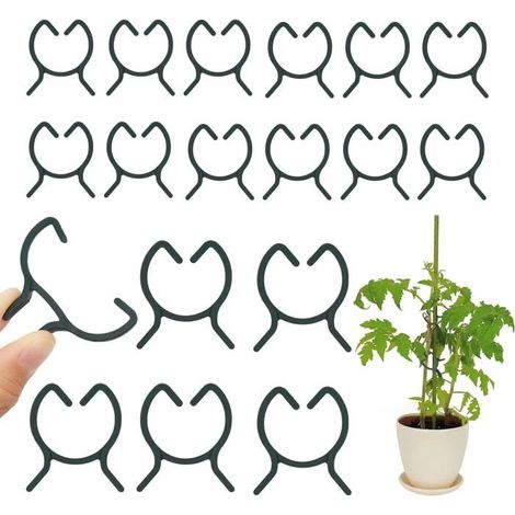 200 clips de support pour plantes M+L - pour fixer tomates, concombres, vignes, plastique vert réutilisable (1/5)