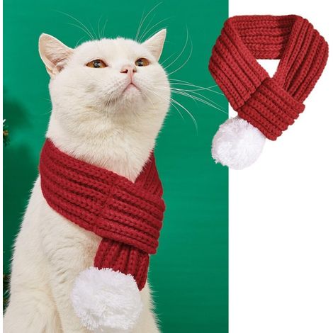 Filiyano-Écharpe de Père Noël, convient aux chats de toutes tailles, accessoire de déguisement pour chien, tenue de Noël chaude, rouge, taille M (1/5)