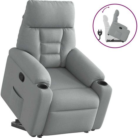 vidaXL Poltrona Alzapersona Reclinabile Grigio Chiaro in Tessuto (1/5)