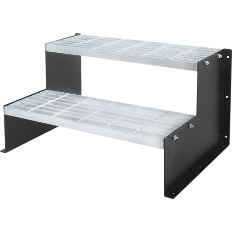 Escalier extérieur à 2 marches - Charge maximale de 200 kg - Parois latérales L - Marche nervurée pour jacuzzi - Peut être utilisé dans les jardins, Ateliers, Entrepôts, Usines - Noir