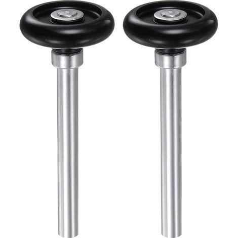 2pcs 1.8" Roulettes de porte de garage en nylon pour rail de garage de 2", roulettes standard de 4.25" de tige, noir (1/5)