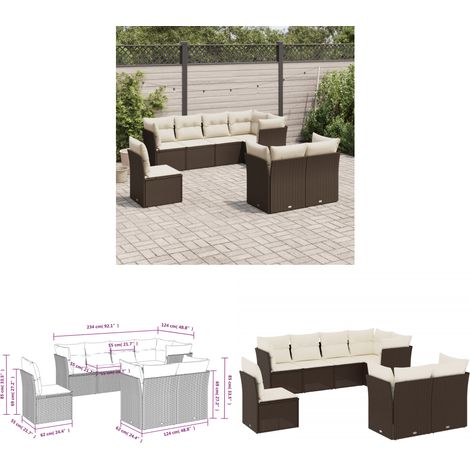 8-tlg. Garten-Sofagarnitur mit Kissen Braun Poly Rattan - Gartensorte - Gartenmöbelset - Lounge Möbel - Outdoor Sofa - Rattan Gartenmöbel - Home & Living (1/3)