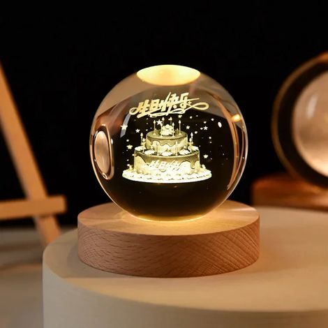 Boule de cristal 3D de 6 cm, gravée au laser, décoration de bureau pour la maison (1/2)