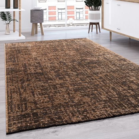 Paco Home Teppich Wohnzimmer Flachgewebe Modern Sisal Muster Einfarbig Pastell Fransen 80x150 cm, Beige