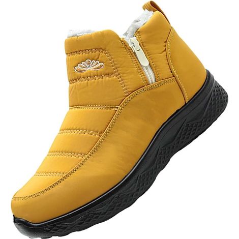 Zapatos casuales de moda para parejas, zapatos de invierno de algodón para hombre, zapatos de trabajo de invierno acolchados y cálidos para mujer, amarillos, EU 40 (1/5)