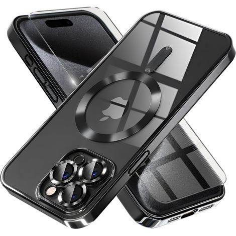 Custodia per iPhone 15 Pro Max, Electro MagSafe, nera + pellicola protettiva per lo schermo (1/5)
