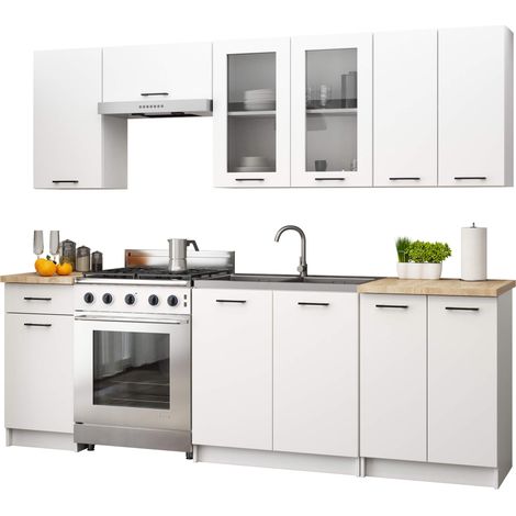 Küchenmöbel-Set OLIWIA 2.4m Modulares Weiß 240 cm 11 Türen 1 Schublade B240xH203xT46 cm (1/5)