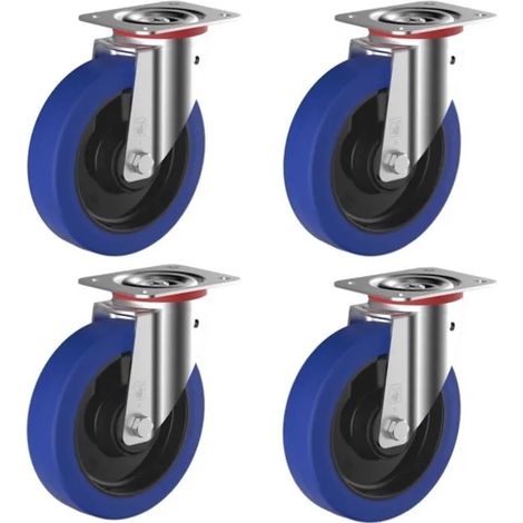 Lot De 4 Roulettes Pivotantes Et Pivotantes À Frein Caoutchouc 100 Mm Charge - 420 Kg