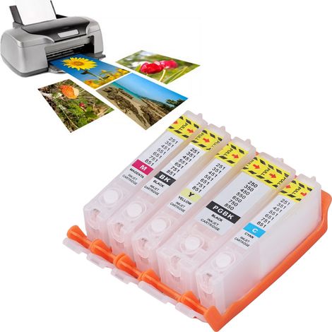 Cartouches d'encre rechargeables 5 couleurs avec puces permanentes, 250-251 (1/5)