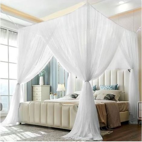 Moustiquaire de lit carrée 210 x 190 x 240 cm – Polyester léger et respirant – 4 portes pour installation rapide – Pour lit simple et double (1/5)