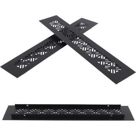 Grilles d'aération à persiennes en alliage d'aluminium noir mat, 2 pièces – 50 x 250 mm, avec vis de montage pour portes, armoires et penderies (1/5)