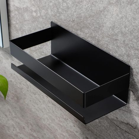 Shower Shelf No Drilling, Self-Adhesive Bathroom Shelf SUS304 Stainless Steel (Black) (1/5)
