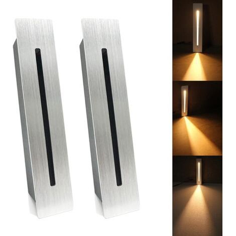 LED Encastré Escalier Lumière Étape Lumière 220 V Intérieur Coin Applique Murale Étape Décoration Lampe Couloir Escalier Lampe Avec CREE Puce, 2 pièces, blanc chaud, Silver (1/5)