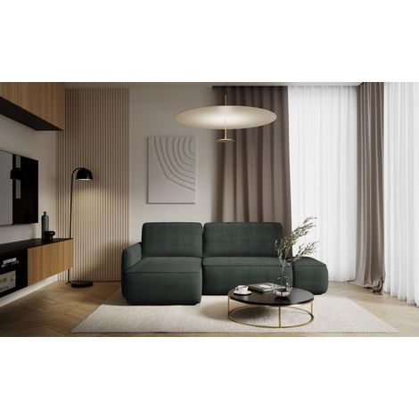 Ecksofa mit Schlaffunktion Sofa LUKA in Stoff Cremona Anthrazit Ottomane Links (1/4)