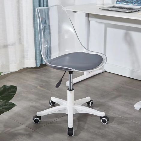 Chaise de bureau transparente à roulettes, pivotante et réglable, assise en plastique transparent avec roulettes, chaise de bureau en acrylique (Couleur : Anthracite B, Taille : 56 7383 cm) (1/5)