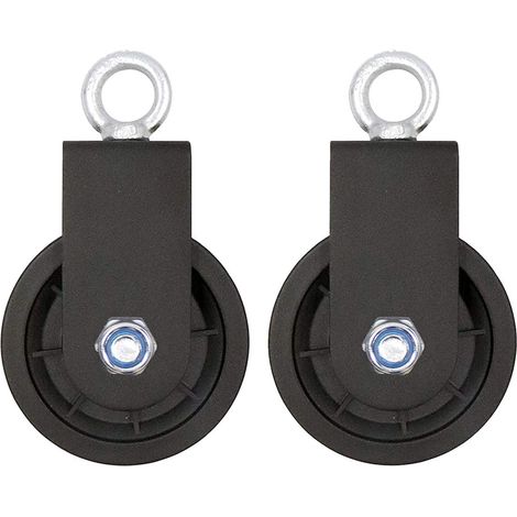 Bloc de poulie pivotante simple, système de poulie de gymnastique de 90 mm avec support de montage en U, roue de levage à rouleau pour la fixation de machines à câbles métalliques (2 pièces) (1/3)