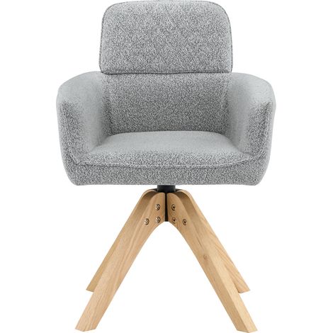 Set de 2 chaises de salle à manger pivotantes 360° en tissu gris à motif losange avec pieds en bois massif (1/5)
