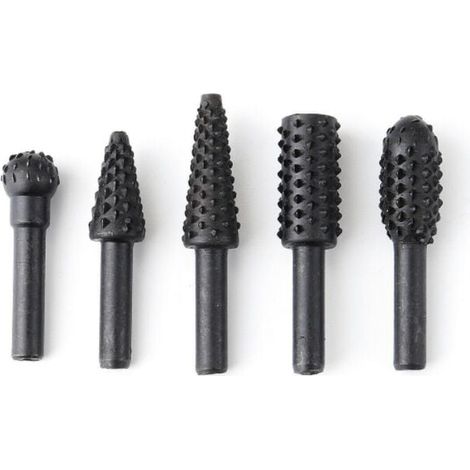 1/4 "6mm Ensemble de fraises rotatives Outils électriques Broyage de bois Gravure Fichier de sculpture Rape Forets Forets rotatifs Fraises Shank Bit Set pour Kit de menuiserie Triomphe Pack de 5 (Noir (1/5)