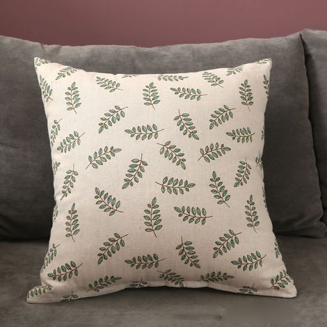 Housse de coussin de canapé 45x45 cm style nordique feuilles vertes, textile maison