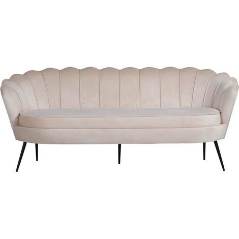 Ebuy24 – Canapé droit 3 places en velours beige – Design moderne et élégant – Confort optimal pour votre intérieur – Matériau velours haute qualité (1/5)