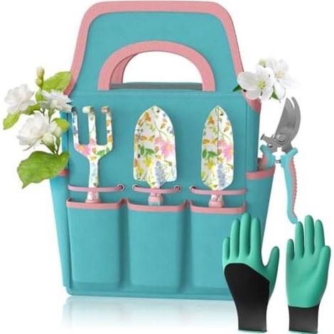 Juego completo de 6 herramientas de jardinería con bolsa - Aluminio duradero y diseño ergonómico (1/5)