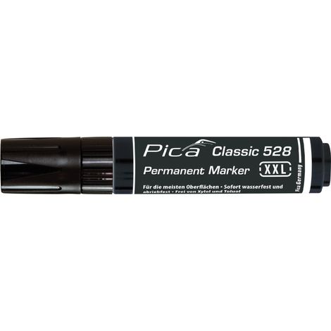 Pica 528-46 Classic Pennarello Marcatore Permanente XXL Punta Scalpelletto 4-12mm Inchiostro Alcolico Resistente Acqua colore Nero (1/4)